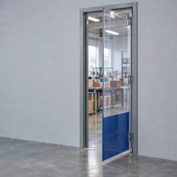 Маятниковая распашная одностворчатая эластичная дверь из ПВХ 300*100